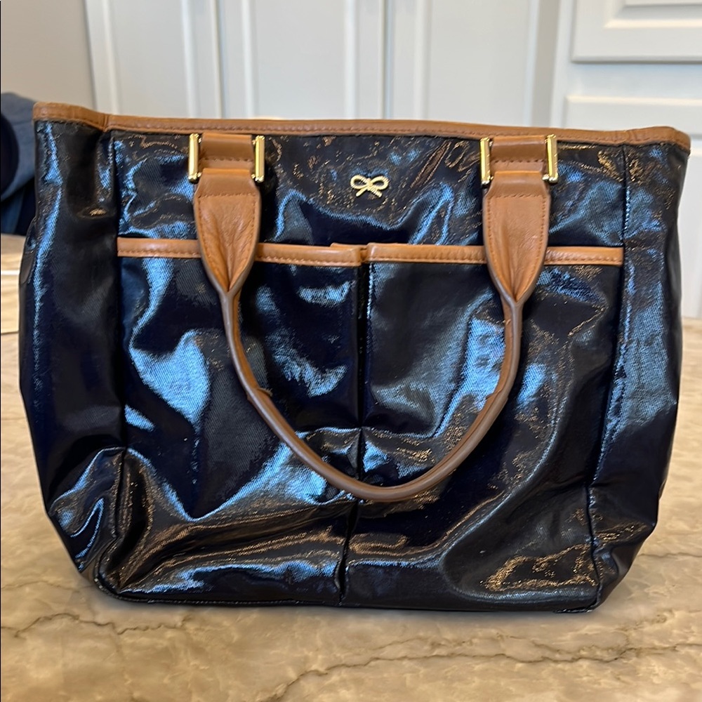 Navy Anya Hindmarch small classic tote purse